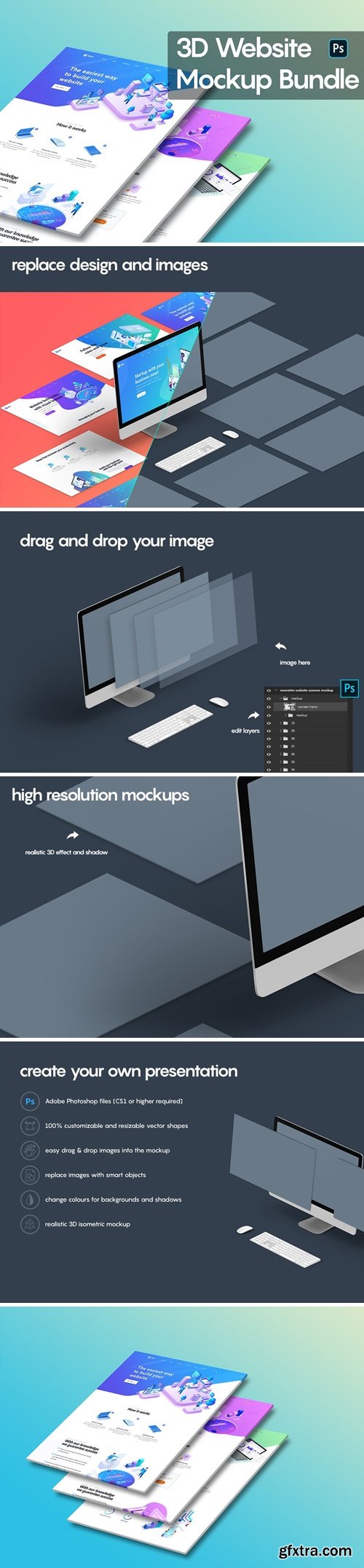 3D Website Mockup Bundle 77NMSUY