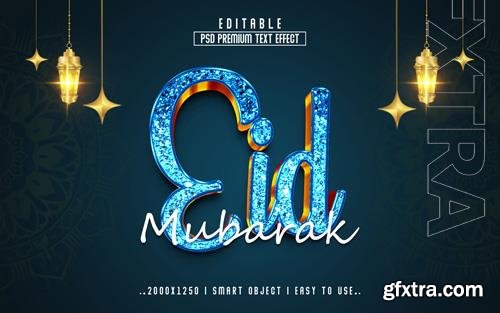 PSD eid mubarak 3d editable psd text effect style