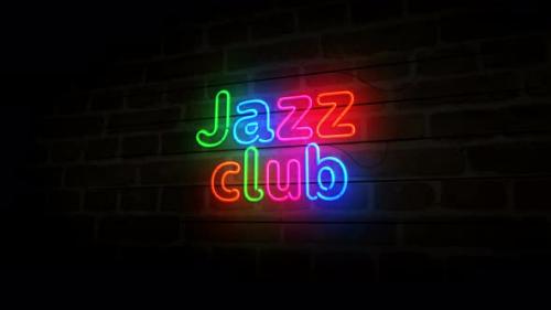 Videohive - Jazz Club nightlife neon on brick wall - 43407628 - 43407628