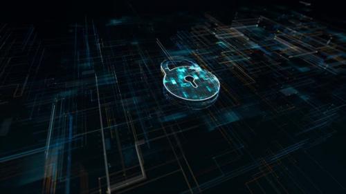 Videohive - Blue particle Key logo network security concept with grid line digital futuristic technology - 43412101 - 43412101