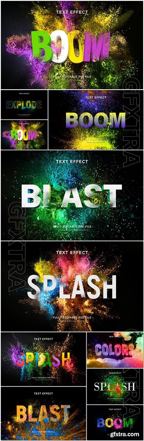 Psd text effect blast, boom, splash, colors, explode