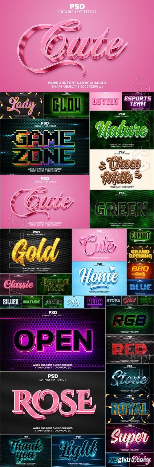 Psd style text effect editable set vol 153