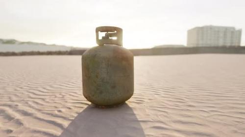 Videohive - Old Rusted Metal Gas Tank on the Beach - 43425831 - 43425831