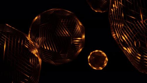 Videohive - abstract motion background many golden sphere in dark vj loop - 43396224 - 43396224