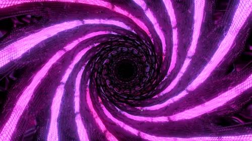 Videohive - Rotating Cyber Tunnel with Neon Lines - 43423664 - 43423664