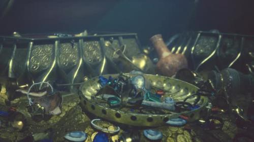 Videohive - Jewels and Gold Coins in the Dark Cave - 43425693 - 43425693