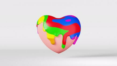 Videohive - LGBT heart liquid rainbow paint splash melting swirl glaze 3d animation loop 4K Pride Month concept - 43419602 - 43419602