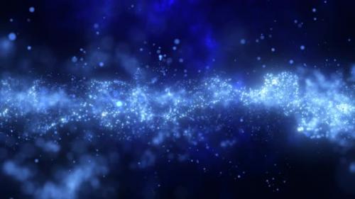 Videohive - Abstract blue glowing flying waves of energy particles futuristic high tech background - 43420095 - 43420095