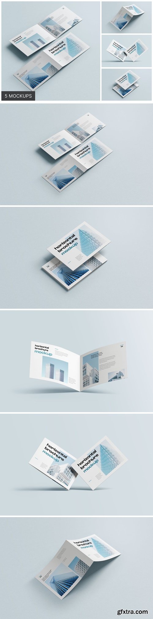 Bifold Horizontal Brochure Mockup Set 5G7AMXY