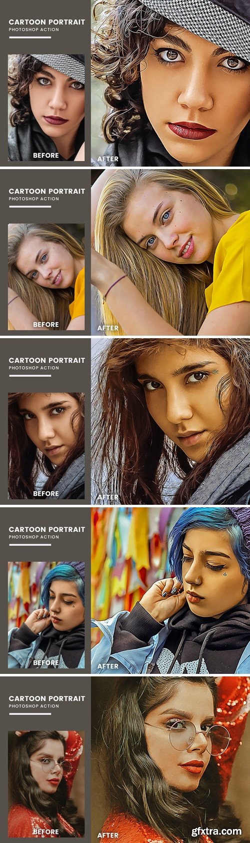 Cartoon Portrait Photoshop Action 3NBX2B3