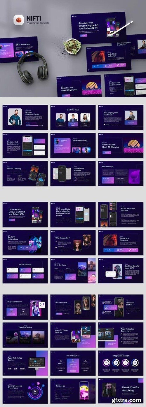NiFTi App - NFT Mobile App & SAAS Powerpoint SS7LMBK