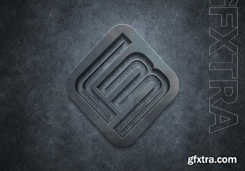 PSD metal logo with 3d effect on dark wall mockup vol 2