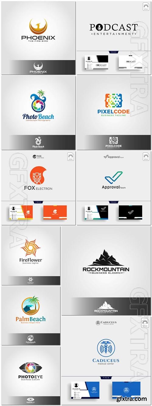 Set logo and business card vector template design