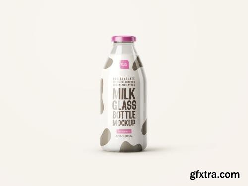 Glossy Milk Bottle Mockup 399350239