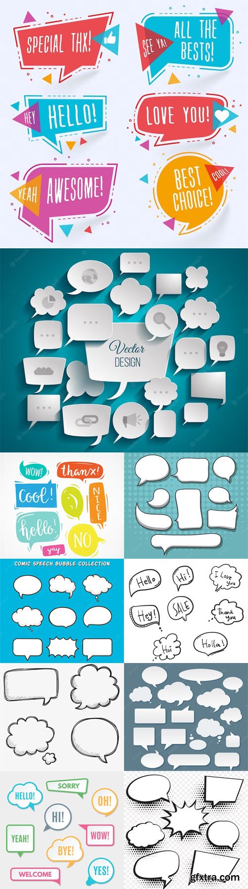 Pack of Speech Bubbles Vector Design Templates