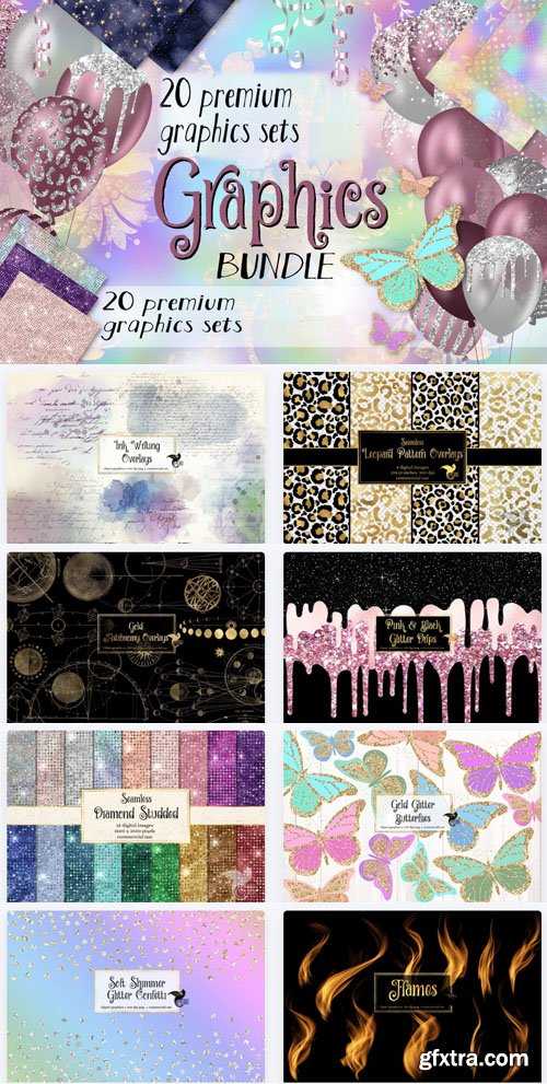 The Digital Paper & Clipart Bundle - 20 Premium Graphics