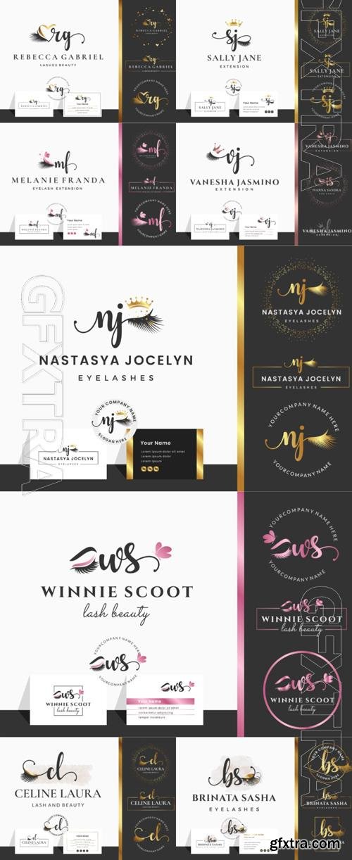 Eyelash extension vector logo design collection