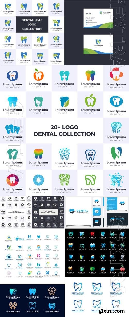 Dental vector set  leaf logo design collection