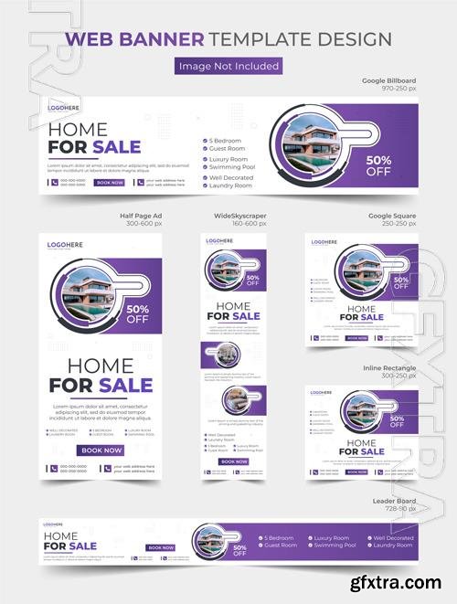 Vector real estate house web ads design bundle, social media post banner template layout