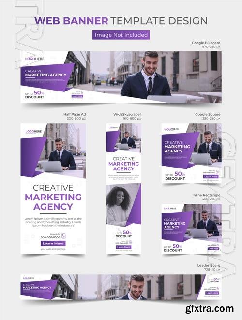 Vector creative marketing agency web ads and web banner template bundle design