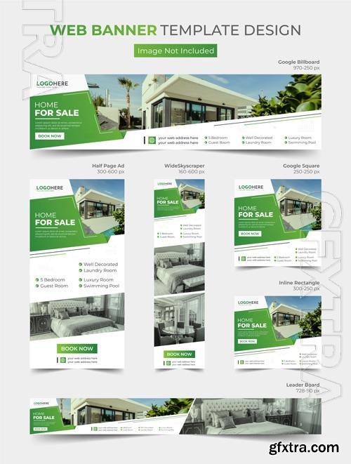 Vector modern real estate house social media post web banner and web ads template design bundle