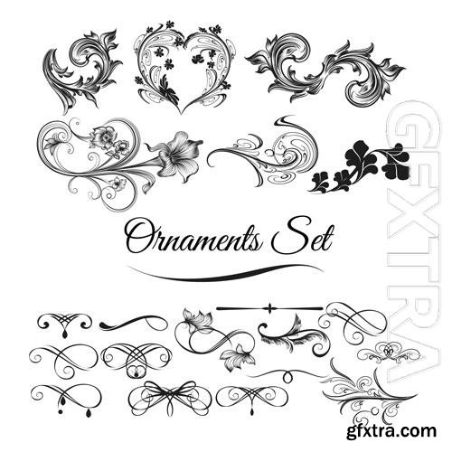 Beautiful swirls, decorative ornaments vector collection