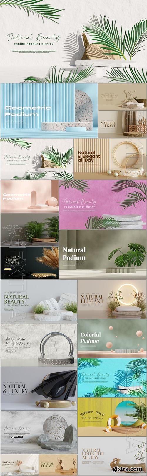 Set podium for product presentation in psd format