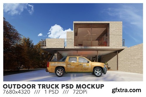 Outdoor Truck PSD Mockup 9KYLRUF