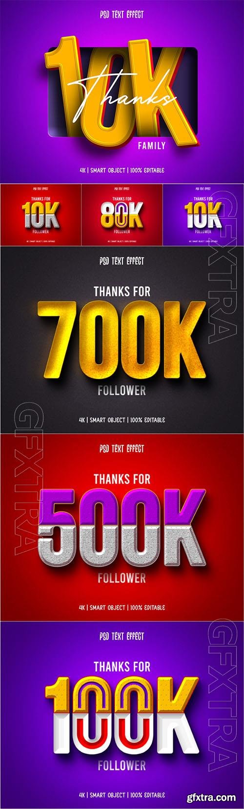 PSD number followers celebration text effect