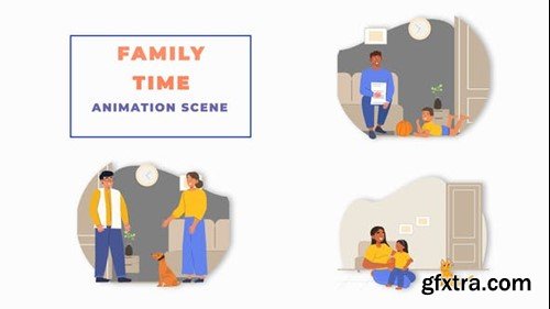 Videohive Happy Family Time Memories Animation Scene 43479445