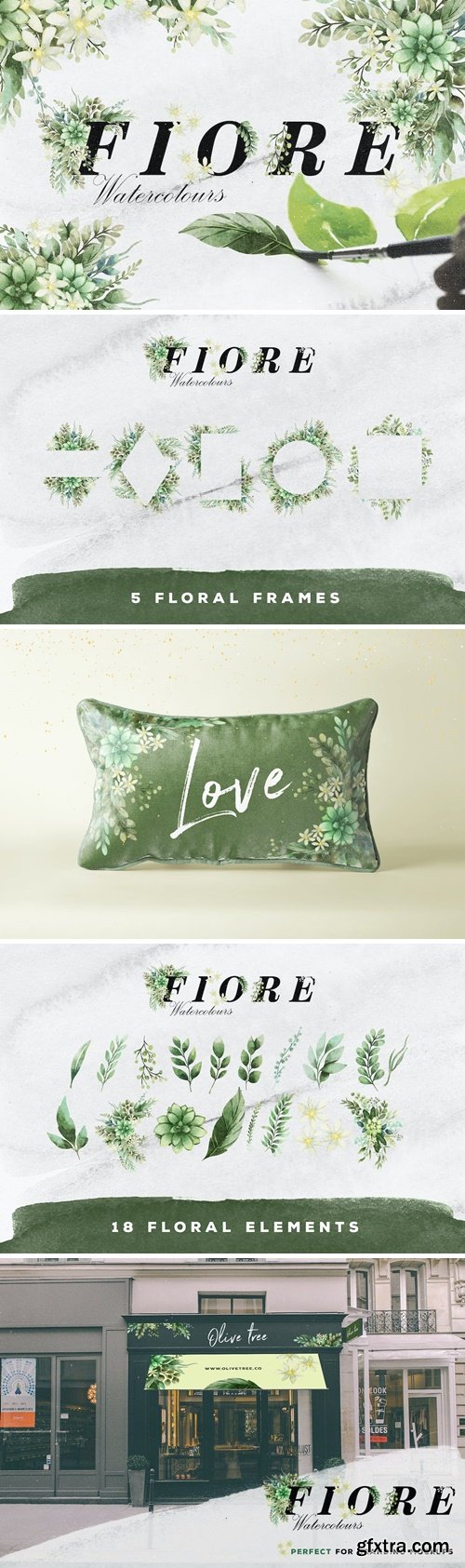 Fiore Watercolor Floral Elements XU93JY5