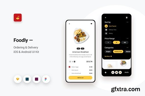 Foodly - Ordering Delivery iOS & Android UI Kit 2 KQ2ARZC