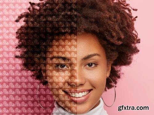 Face Mosaic Photo Effect Mockup 412286562