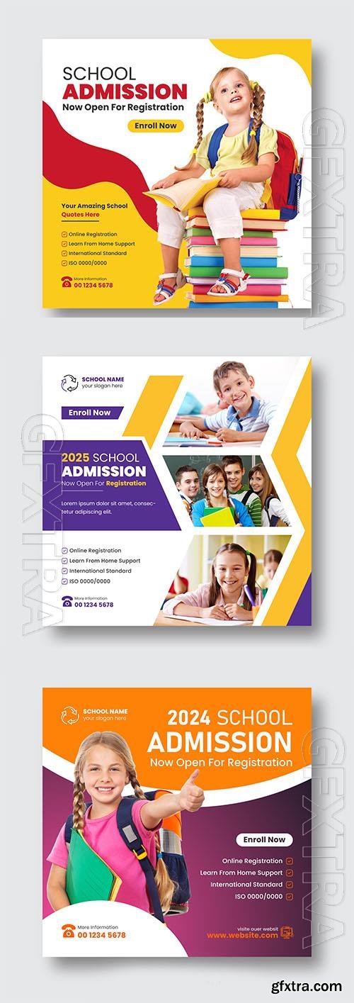 School admission social media post instagram eps template