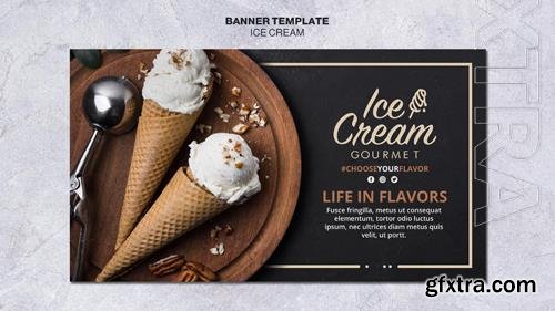 Ice cream concept banner template psd