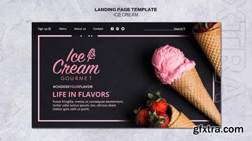 Ice cream concept landing page template psd