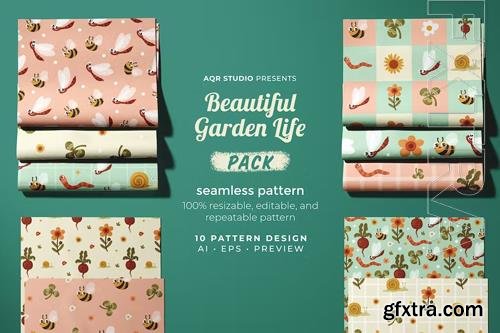 Beautiful Garden Life - Seamless Pattern