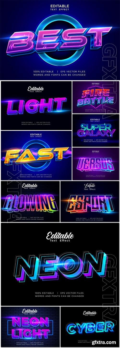 Glowing neon vector text effect