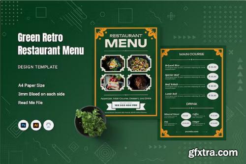 Green Retro Restaurant Menu