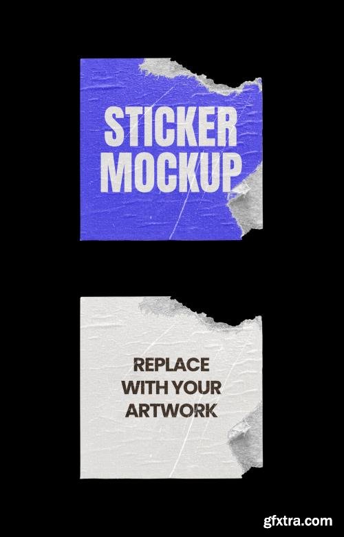 Square Sticker Paper Texture Mockup Template 547728815