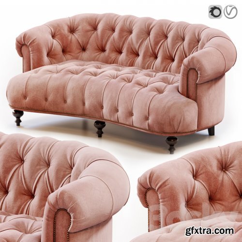 Brussel blush tufted sofa