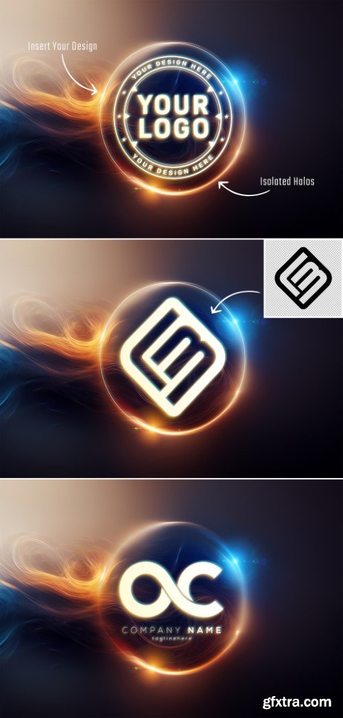 Glowing Logo Mockup with Fire and Blue Halos