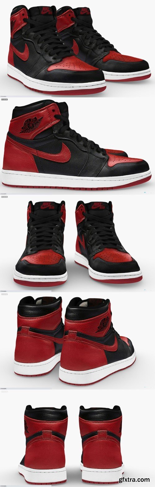 Nike air jordan 1 OG black red 3D Model