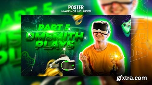 PSD new modern glow effect video game review youtube channel thumbnail and web banner