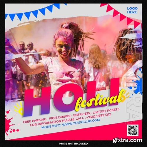 PSD happy holi festival social media posts