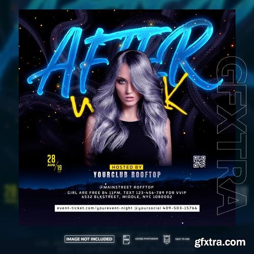 PSD after work night party night club flyer square flyer template