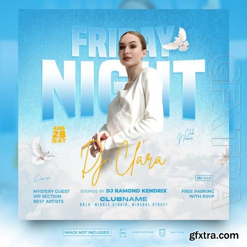 PSD all white party flyer square template