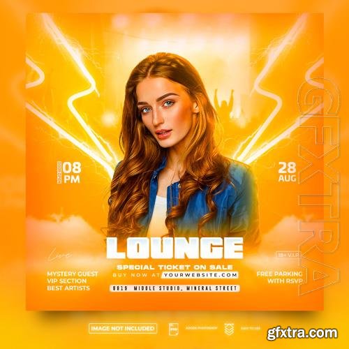 PSD lounge party night club flyer square flyer template