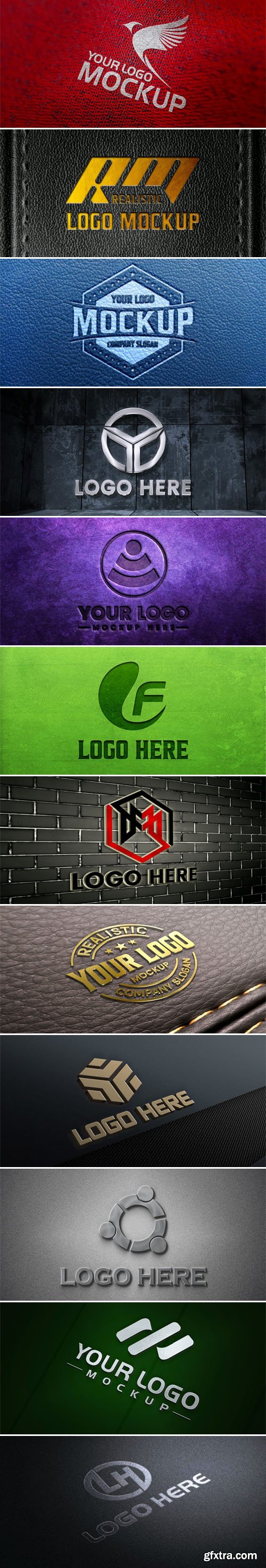 12 Realistic 3D Logo PSD Mockups Templates