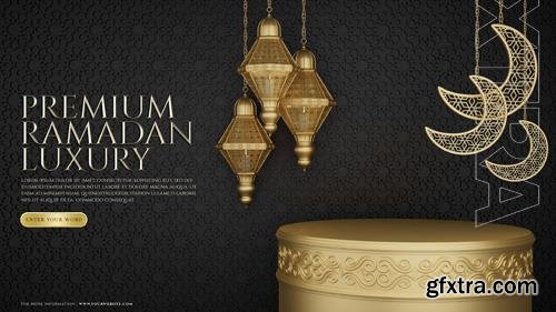 PSD premium luxury ramadan gold podium